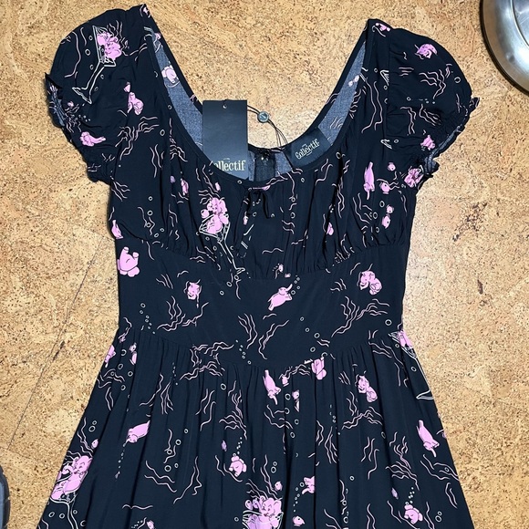 Collectif Carmen Tipsy Elephants Dress NWT In Black & Pink Sz 8/M US - Picture 11 of 16
